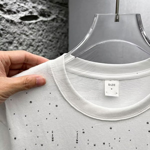 T-shirt en coton 100% de haute qualité avec strass, personnalisable, respirant, coupe décontractée, pour hommes, en gros, marque privée, OEM - Product Image 5