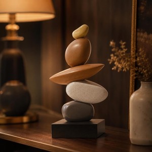 Escultura Minimalista de Madera y Resina, Hecha a Mano, Decoración Abstracta para Mesa, Adorno Artístico para Sala de Estar - Product Image 2