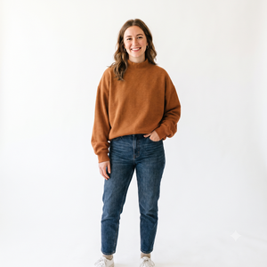 Factory Custom Logo Women's Cotton Embroidered <b>Jumper</b> Fleece Mockneck Sweatshirt Oversized <b>Pullover</b> Women Mock Neck Sweatshirt - Product Image 1
