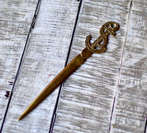 Handcrafted Vintage Bronze <b>Letter</b> Knife with Anchor Design Elegant Envelope Opening Tool for Home and Office - Product Image 4