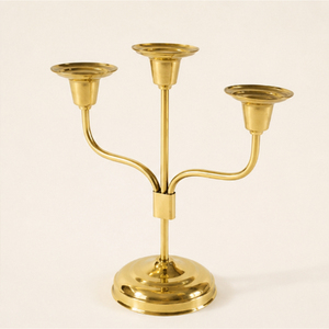 Candelabro de 3 Brazos Dorado, Portavelas Metálico al por Mayor, Centro de Mesa para Decoración de Mesa en Bodas y Fiestas - Product Image 5