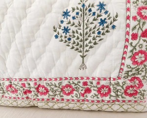 Lightweight Bohemian Hand Block Floral Cotton Breathable <b>Quilt</b> Indian Razai <b>Bedding</b> Blanket - Product Image 4