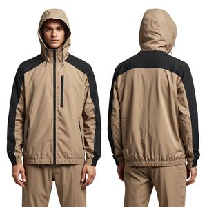 Dernière Collection – Blouson Coupe-Vent Épais pour Homme, Beige Sable, à Capuche, Fermeture Éclair Frontale, en Polyester, Motif Camouflage, Long et Tendance - Product Image 3