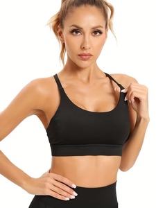Ladies Smooth Knit Fitness Crop Top Open Ventilation Back Gymwear <b>Underbust</b> Band Dance Bralet Compression Exercise Clothing - Product Image 1
