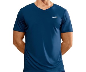 Camiseta Deportiva de Manga Corta con Cuello en V para Hombre, de Secado Rápido, Transpirable, con Logotipo Personalizado, Ropa Informal para Entrenamiento - Product Image 6