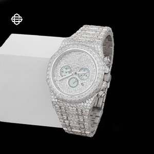 Reloj de Pulsera de Acero Inoxidable de 20 mm con Cronógrafo de Diamantes Moissanite y Cuarzo para Hombre, de Lujo y Moda, Más Vendido - Product Image 1