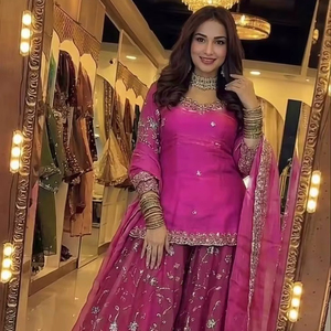 Presenting New Premium Quality With Embroidery Sequence Worked Top-Plazzo And Dupatta Set Fully Stitched Ready To Wear - Product Image 1