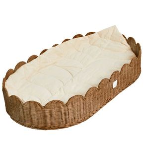 Cesta de mimbre tejida para cambiar pañales, cesta portátil de mimbre para bebés, bandeja de almacenamiento para habitación de bebé, suministro para guardería. - Product Image 2