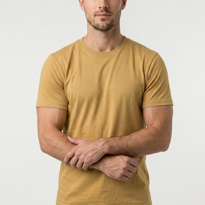 Camiseta de Algodón de Manga Corta con Cuello Redondo y Color Sólido para Hombre, Corte Regular, Estilo Casual, Diseño Liso de Punto Jersey - Product Image 4