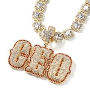 Collar personalizado con colgante de moissanita VVS con cadena helada, colgante de moissanita con letras de diamante - Product Image 5