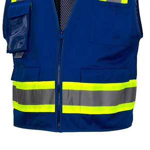Chaleco de Seguridad Reflectante Reversible Azul para Hombre con Bolsillos, Cuello en V, Cierre de Tirantes, Ropa Exterior Transpirable para Uso Casual de Verano - Product Image 2