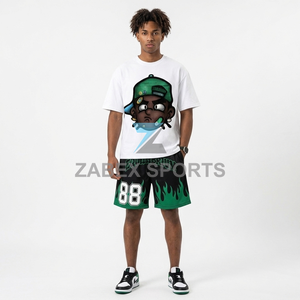 Camiseta gráfica personalizada de cuello redondo para hombre con pantalones cortos a juego, conjunto de moda de verano, camiseta gráfica de moda urbana para hombre y informal - Product Image 6