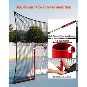 Red de Protección para Portería de Hockey sobre Ruedas, 12x7 pies, Duradera, Cobertura Extendida, Ligera, Portátil, Red de Entrenamiento - Product Image 4