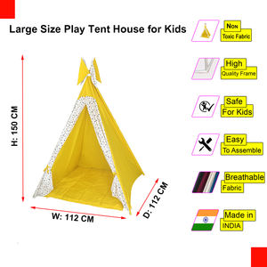 Tienda de campaña tipi infantil para interiores, de poliéster amarillo, diseño moderno, con cortinas con estampado de estrellas Diwali, para casa de juegos de bebé, decoración de dormitorio y guardería - Product Image 4