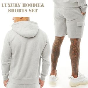 Ensemble survêtement homme en molleton imprimé 100 % coton, style streetwear, short et sweat à capuche, anti-odeur, léger, hiver - Product Image 3