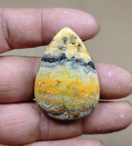 <b>Top</b> Quality Bumble Bee Jasper Round Brilliant Cut Loose Gemstone Yellow Flat Back Polished <b>Crystal</b> Waxed/Oiled for Jewelry Makin - Product Image 1