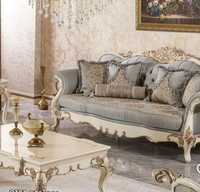 Canapé Chesterfield victorien sculpté à la main, ensemble de canapés classiques royaux pour salon, ensemble de canapés anciens, revêtement en fibre, pour villa ou mariage