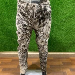 Pantalon Western en cuir véritable pour homme, style cow-boy, imprimé vache, fourrure de vache - Product Image 3