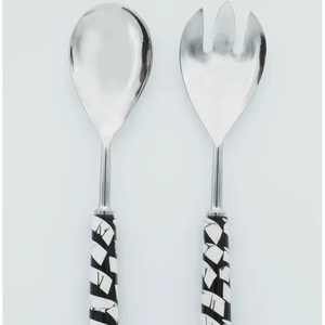 Durable Metal Salad Server <b>Set</b> With Comfortable Grip Stainless Steel Serving <b>Spoon</b> <b>And</b> <b>Fork</b> For Kitchen <b>And</b> Dining - Product Image 1