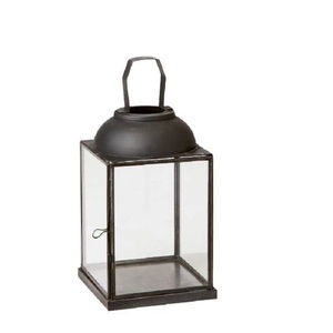High Quality <b>Square</b> <b>Glass</b> Lantern Black Metal Frame Home Decoration Candle Holder Lantern Eco-Friendly Home Interior Decorate - Product Image 1