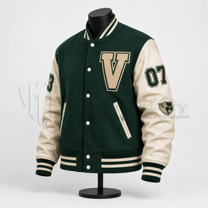 Veste universitaire personnalisée pour homme, corps en laine, manches en cuir, lettrage brodé, veste bomber de baseball, fabricant - Product Image 3