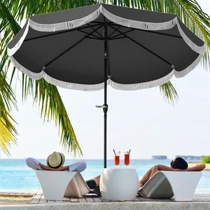 Ombrellone da Spiaggia 2,7m Grigio Antracite, Ombrellone da Giardino 8,8FT con 8 Stecche, Protezione UPF 30+, Inclinazione a Pulsante - Product Image 5