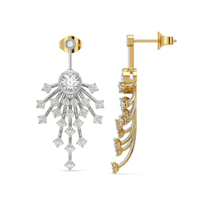 Boucles d'oreilles de luxe plaquées or 18 carats avec diamants, motif étoile, taille brillant rond, bijoux de mariage pour femme - Product Image 1