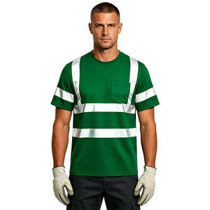 T-shirt de sécurité réfléchissant haute visibilité pour homme, manches courtes, respirant, col rond, noir avec détails argentés - Product Image 2