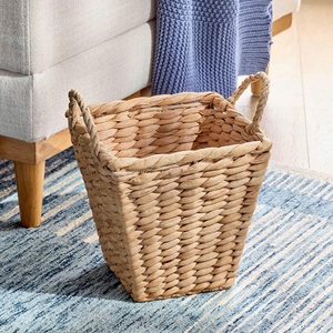 Modern Style Gardens Water Hyacinth Storage <b>Basket</b> For Laundry Organizer Water Hyacinth Tapered <b>Basket</b> With Loop Handles Storage - Product Image 4