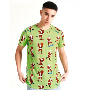 เสื้อยืดผ้าเนื้อนุ่มคุณภาพพรีเมียมรุ่นใหม่ล่าสุดลายธีมคริสต์มาสสำหรับผู้ชาย ระบายอากาศได้ดี คอวี ซับเหงื่อ แห้งเร็ว เหมาะสำหรับฤดูร้อน - Product Image 1
