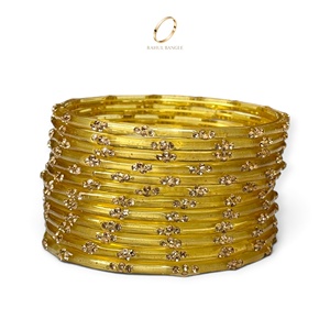 Collection de bracelets en verre goutte de pluie de Kasmir plaqués or jaune ambre de qualité supérieure pour femmes, bijoux de mariage et de fête - Product Image 5