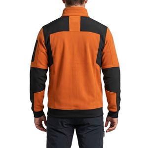 เสื้อแจ็คเก็ตซอฟต์เชลล์สีส้มไหม้สำหรับผู้ชาย ผ้าเสริมความแข็งแรง กันลม ปลอดภัย สำหรับงานอุตสาหกรรม ผลิตตามแบบ OEM - Product Image 2