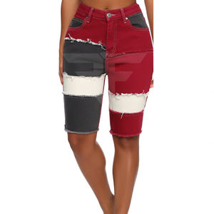 Jeans de mezclilla para mujer, de cintura alta, corte regular, con patchwork, lavado medio, estilo vintage elegante, para otoño, al por mayor, en stock. - Product Image 1