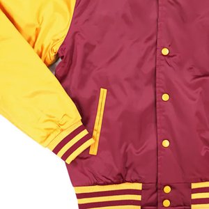 Blouson Bomber Unisexe Shaw University Bears Coupe Slim Col en V Marron & Or Satiné Imperméable Réversible Essentiel Streetwear - Product Image 2