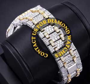 Montre en or blanc avec cadran rond à chiffres arabes, date automatique, caractéristiques classiques, diamant moissanite, design personnalisé, cadeau pour femme - Product Image 3