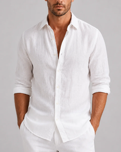 Chemise habillée homme slim en satin 100% coton, col carré, manches longues, unie, pour l'été, décontractée ou formelle, avec logo personnalisé, vente en gros OEM - Product Image 2