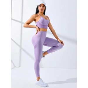Conjunto Deportivo de Yoga para Mujer, Talla Grande, Impermeable, Sin Costuras, de un Solo Hombro, con Sujetador Deportivo y Leggings de Cintura Alta, 2 Piezas, para Entrenamiento y Fitness - Product Image 3