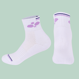 Chaussettes de sport pour femmes ODM en spandex/nylon épais, blanches, avec logo de tennis personnalisé, respirantes, en coton tricoté, pour adultes, sports d'été - Product Image 1