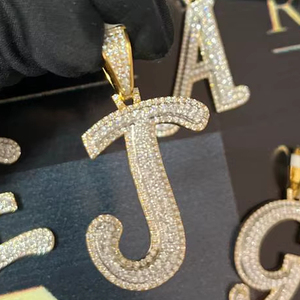 Pass Diamond Tester Moissanite A-Z <b>Initial</b> <b>Pendant</b> 925 Sterling <b>Silver</b> Iced Out Hip Hop Letter Jewelry IGI Certified Gift - Product Image 1