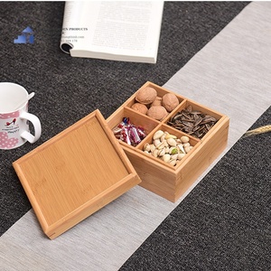 Boîte de rangement en bois avec couvercle, 6 compartiments pour noix, en-cas, organisation de la cuisine, fabriquée au Vietnam - Product Image 3