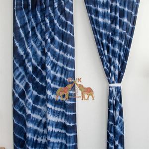 Nueva Colección de Paneles de Cortina de Algodón Shibori Indigo Hechos a Mano, Juego de 2 con Tinte Anudado para Puerta y Ventana - Product Image 5