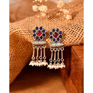 Pendientes Largos de Plata Meera Jaipur Manika - Product Image 2