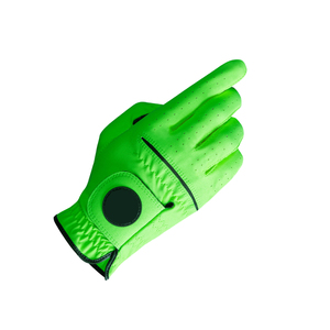 Golf Gloves Green PU Leather <b>Full</b> Finger Non <b>Slip</b> Breathable Unisex Sports Model Hook And Loop Closure - Product Image 2
