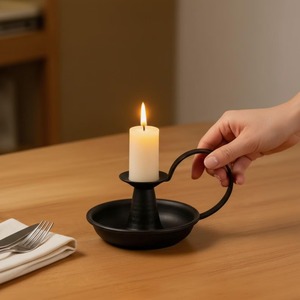 Porte-bougie de style rustique vintage, idéal pour la décoration de temples, les espaces de prière, l'ambiance des restaurants et la mise en scène d'événements, provenant d'Inde. - Product Image 2
