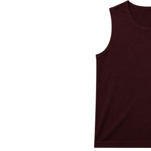 Camiseta sin mangas para hombre, color granate oscuro, diseño minimalista con logo, chaleco informal de verano, camiseta deportiva para gimnasio, entrenamiento, musculación, ropa deportiva de algodón - Product Image 3