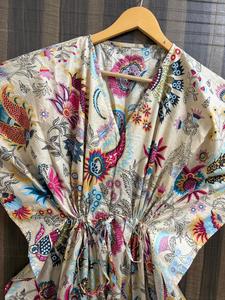 Women Mirchi Print Cotton Maxi <b>Kaftan</b> Dress Handmade Boho Beach Cover up Regular Fit <b>Summer</b> Daily Breathable Lounge Wear Resort - Product Image 6