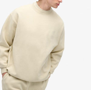 Sweat-shirts à capuche beiges haut de gamme pour hommes, personnalisables, en molleton polyester/coton non tissé, coupe oversize, avec faible MOQ - Product Image 4