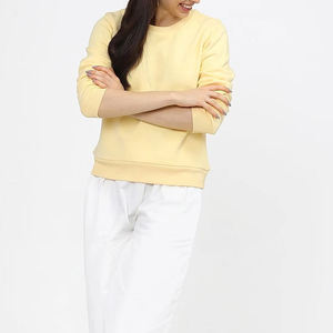 เสื้อสเวตเตอร์คอกลมสีเหลืองสำหรับผู้หญิง แขนยาว ผ้าฝ้ายถัก สวมใส่สบาย สีพื้น สำหรับฤดูใบไม้ร่วง - Product Image 5