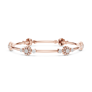 FLORAL LAB GROWN DIAMOND STIFF <b>KADA</b> BRACELET SET 18KT ROSE GOLD RHOID PLATED WEDDING ENGAGEMENT GLAM DAILY USE WOMEN - Product Image 3