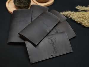 Porte-Billets en Cuir Véritable Fait Main de Luxe en Gros avec Logo Personnalisé pour Restaurants et Hôtels LBH-0201 - Product Image 2